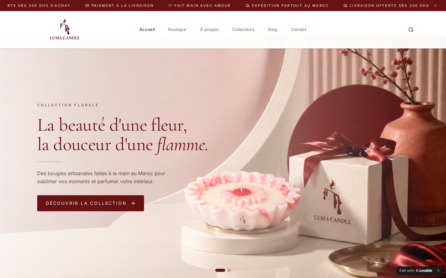 Site web Luma Candles réalisé par INVADERS